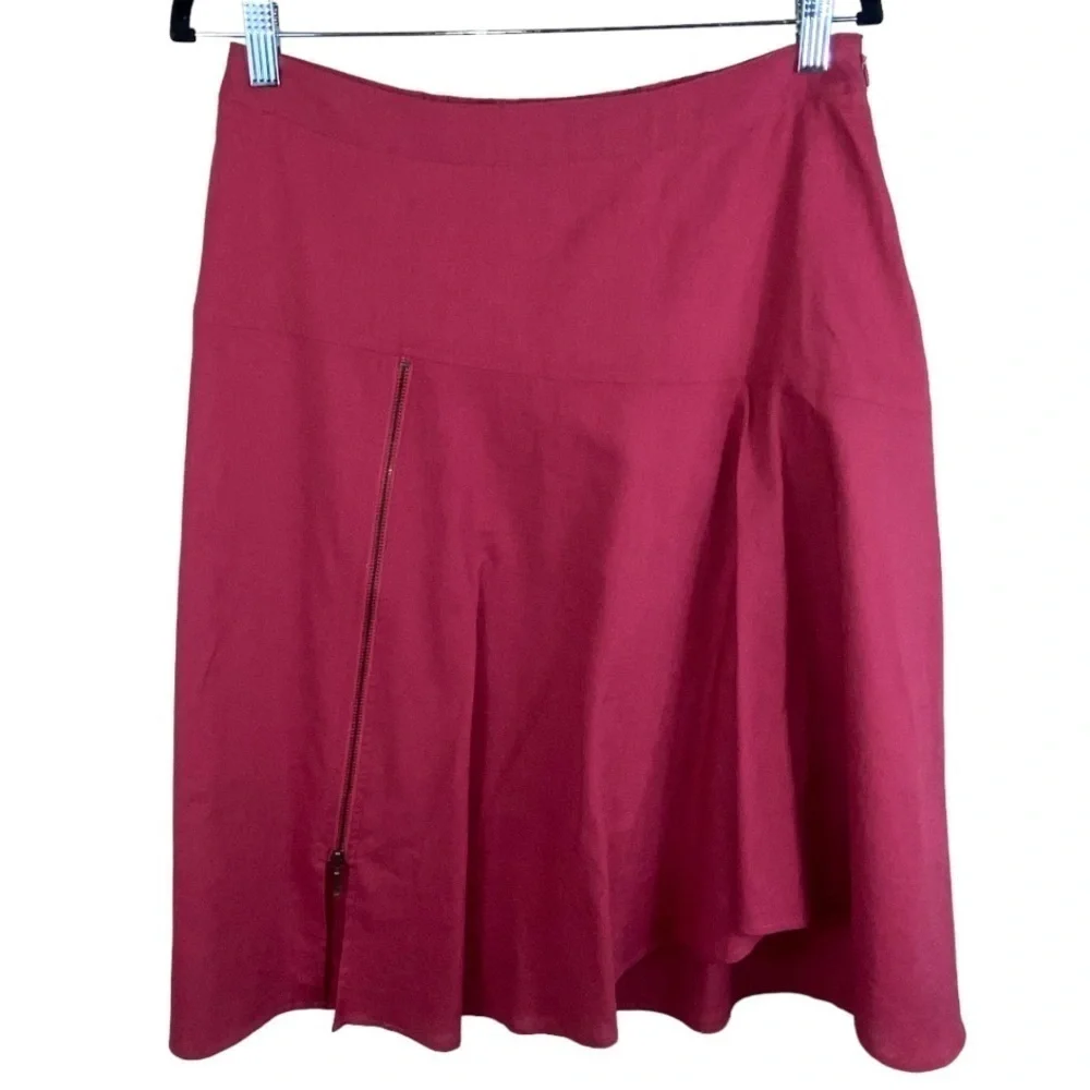 Soft Surroundings Salmon/Pink Skirt petite small Asymmetrical Pleat Zip‎ Front